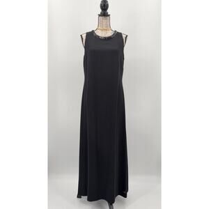 B2‎ Evan Picone Black Maxi Dress Womens 10 Vintage Sequin Neck Formal Cocktail